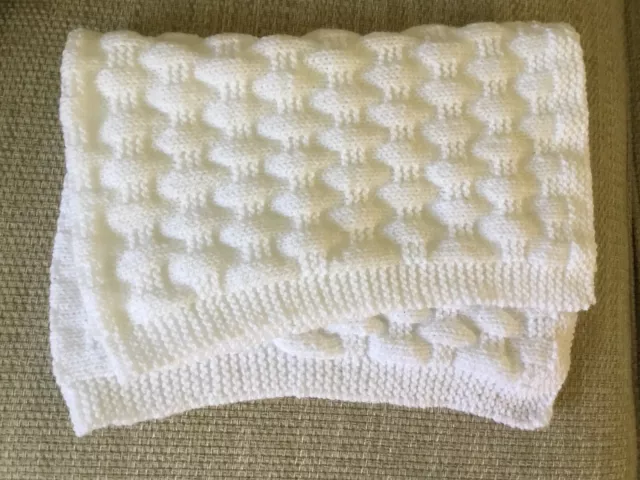Hand Knitted Baby Blanket - Suitable For Pram, Swaddle, Moses Basket, Push Chair
