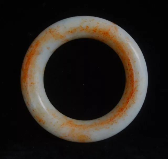 6.3cm Large Old Chinese Hand Carving White Red Nephrite Jade Women Bangle