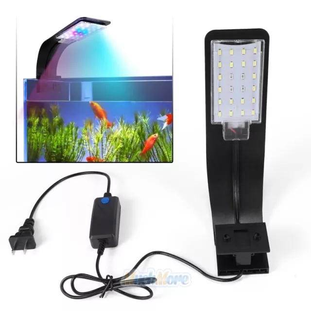 Aquarium LED Light Marine Plants Grow Light Blue & White Clip-on Lamp Fish Tank