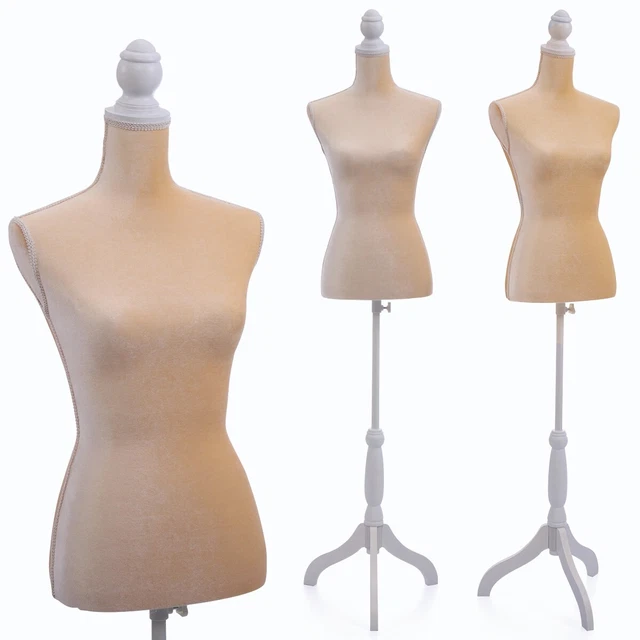 FEMALE MANNEQUIN TORSO Clothing Dress Form Shop Display w/White Tripod