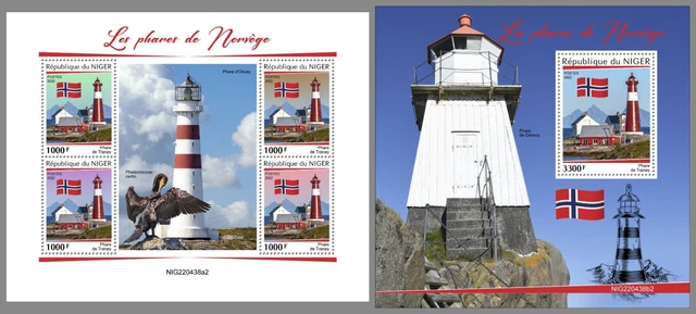 NIGER 2022 MNH Norwegische Leuchttürme Norway Lighthouses #438ba2