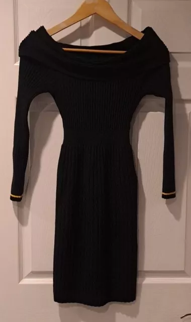 Milly off the shoulder fitted black dress size S