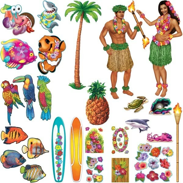 Hawaii Décoration Murale Déco Motif Fête Piscine De Surfeur Poolparty ( dans la
