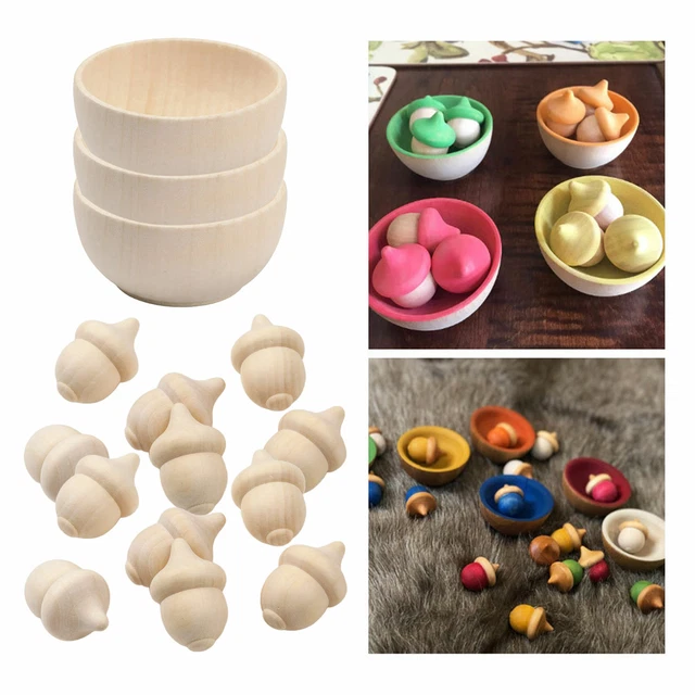 Holz Eicheln Dekorative Holzformen Peg Puppen Set für Dekor DIY Farbe Fleck