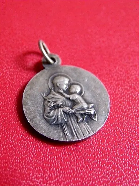 Medaille Religieuse Ancienne. Saint Francois/Saint Antoine. Metal Argente. 03.