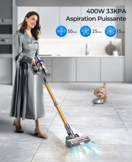 Aspirateur Sans Fil Vozascly F10 Flex 400W 38KPa - 60 Min Autonomie, Léger, Tuyau Pliable, 3 En 1 - 13