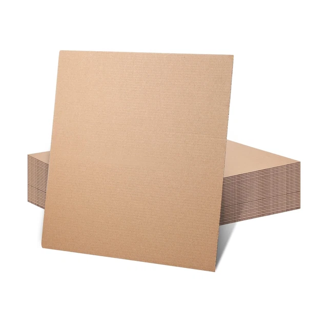 60 Pcs 12.4 x 12.4 Inches Corrugated Cardboard Sheets Brown Record Flat Squar...