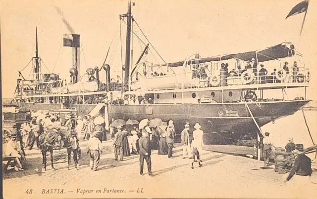 CPA 20 - Corse 2B | BASTIA Vapeur en partance - Carte Postale Ancienne - Bateau