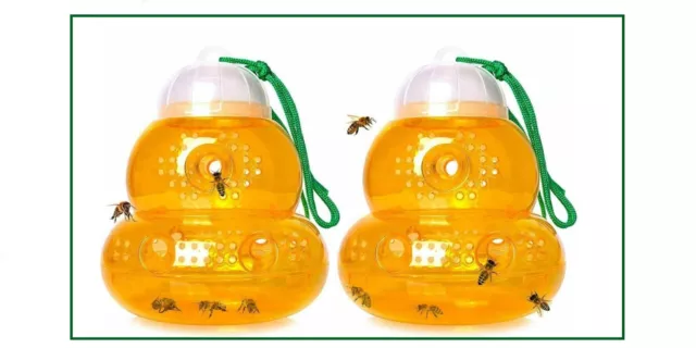 2Pack Wasp Trap -Wasp Bee Yellow Jacket Fruit Fly Hornet Trap Indoor Outdoor