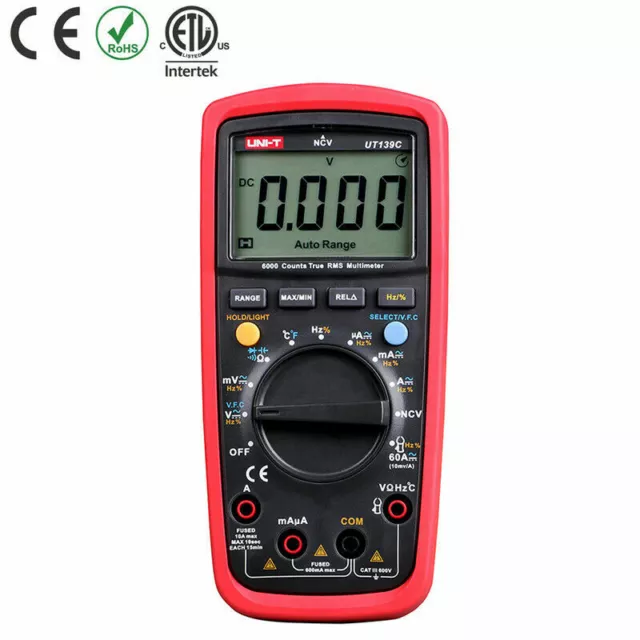 UNI-T UT139C True RMS LCD Digital Auto Range Multimeter AC/DC Teste Meter New ✦K 3