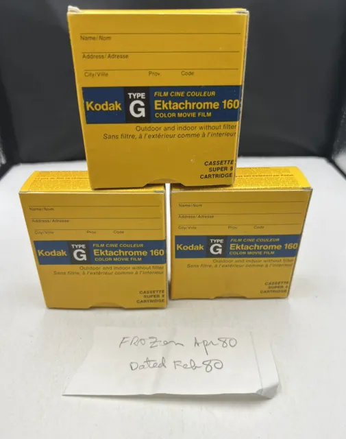 Kodak Super 8 Type G Ektachrome 160 Color Movie Film x3 Sealed EXP 1980 Frozen