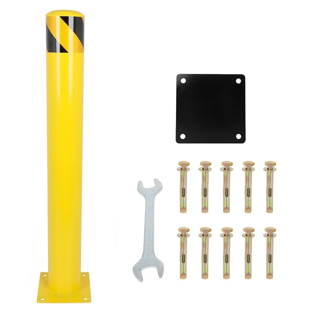 42"H W/Bolt Safety Bollard Steel Bollard Post Yellow Street Parking Sign Barrier