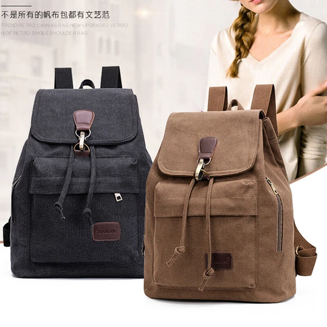 Men Women Canvas Backpack Vintage School Travel Shoulder Bag Rucksack Bag Gift