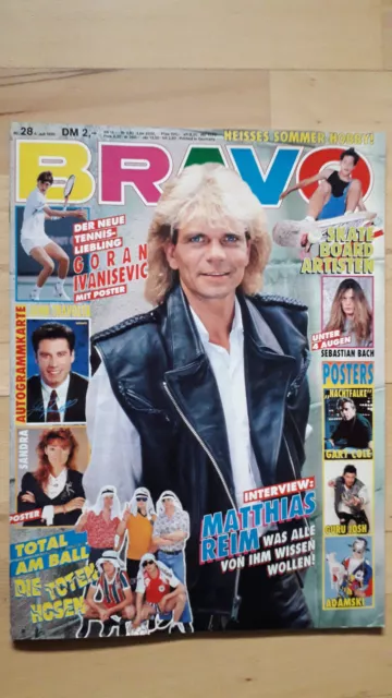 BRAVO Nr.28 vom 5.7.1990 John Travolta, Sandra, Adamski, Matthias Reim, Church