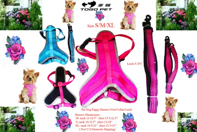 Ambaby X/S/M/XL Dog Pet Vest HARNESS/LEASH/COLLAR SET Reflective Nylon Belt Ring