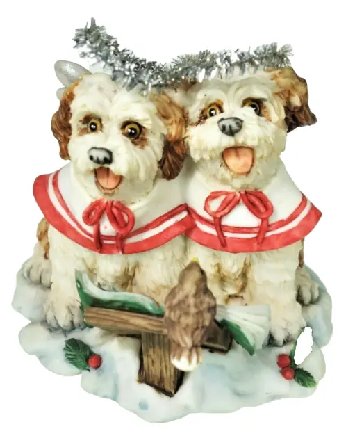 Singing Howling Angel Dogs Heaven Christmas Holiday Puppy Dogs Resin Figurine