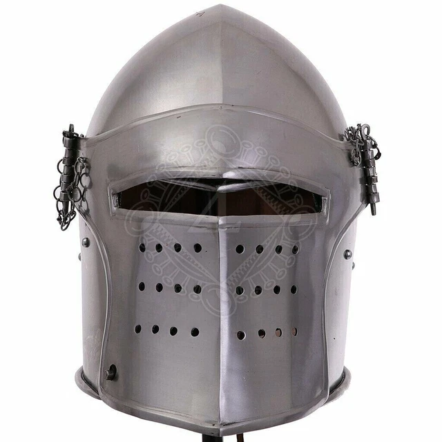 MEDIEVAL VISORED Steel Helmet Combat Barbuta Larp 18Ga Steel