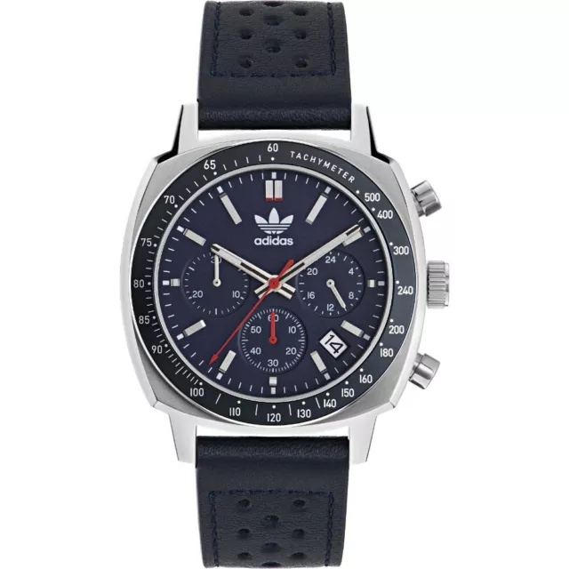 Adidas Originals Chronograph Blue Leather Strap Men Watch AOFH23577