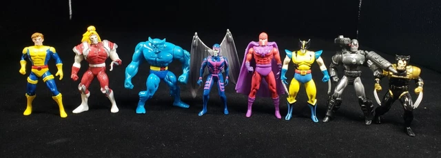Marvel ToyBiz Lot 8 Die Cast Metal Mini Poseable Figures Vtg X-Men Avengers