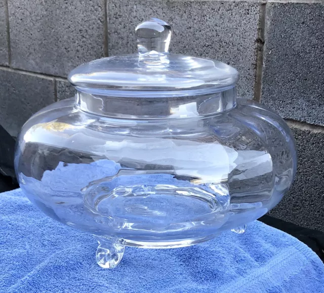 Large Vintage Glass Footed Bowl