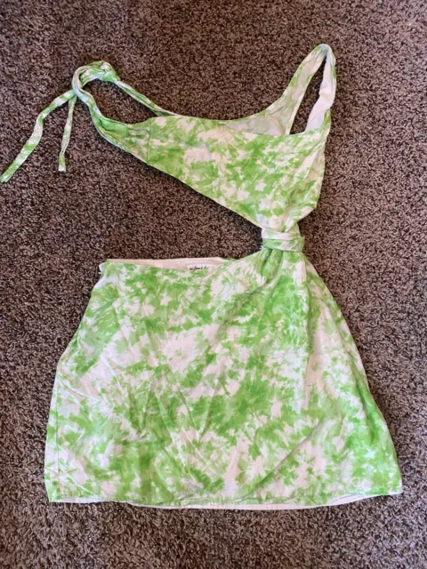 For Love and Lemons Small Devon Mini Dress Green/White *Perfect Condition*