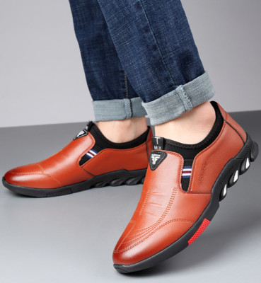 SHENGYAO Chaussure en Toile décontractée sans Lacet Pompe Mocassins Plats Grande Taille Chaussures de Conduite Unisexe Chaussures de Travail Confortables Chaussures de Bateau,Beige-35 