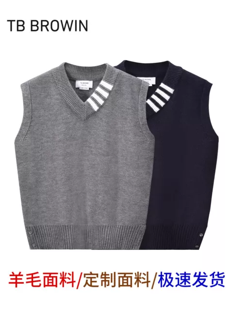 Thom Browne Men Women Classic V-neck Striped Wool Sweater vest