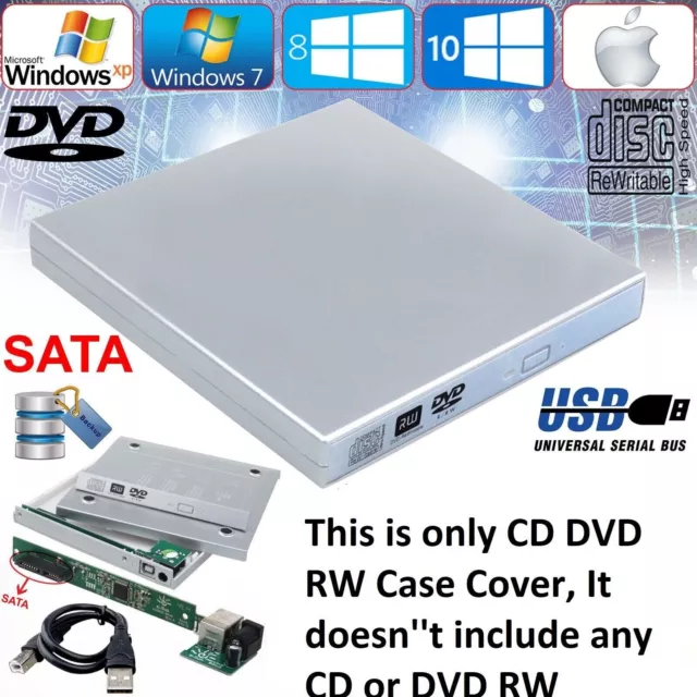 Laptop USB To SATA CD DVD Combo RW Rom External Drive Case Cover Caddy Enclosur