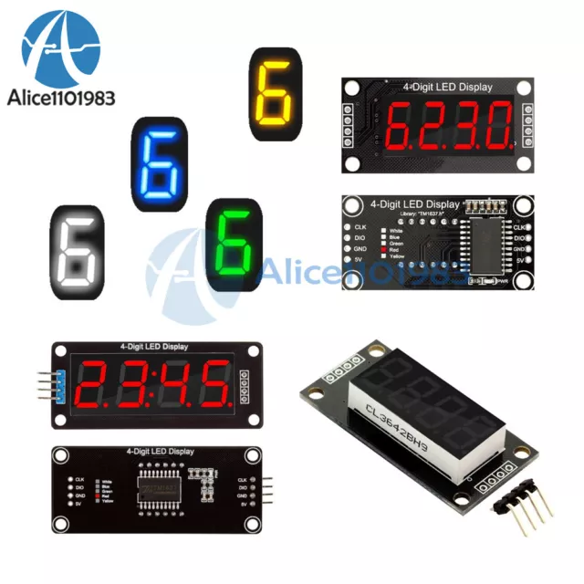 Red/Blue/Green/White/Yellow 0.36/0.56" inch TM1637 4 Bit LED Display Clock Tube