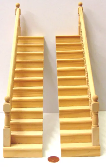 Natural Finish Fixed Bannister Rail Tumdee 1:12 Scale Dolls House Stair Case N