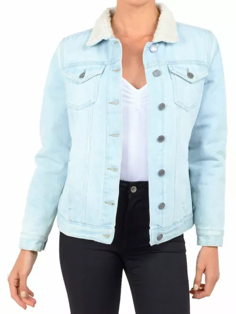 Womens Indigo Denim Jacket Ladies Blue Jean Cropped Jackets Size 6 8 10 12  14