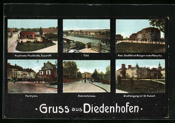 CPA Diedenhofen, la place du Marché, Neuer Stadtteil avec Anlagen vor dem Metze