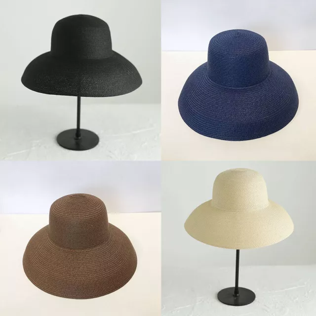 Women Brim Hat Summer Wide Beach Straw Style Hats Classical Sun Handmade Hepburn