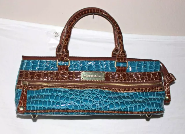 NEW Samantha Brown Wine Purse Lunch 'Go Somewhere' Croc Peacock Blue Hand Bag
