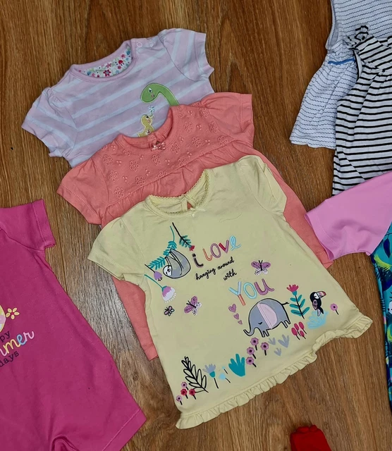 #37 Huge Bundle Of Baby Girls Summer Clothes Age 3-6 Months Outfits Rompers Hats 13