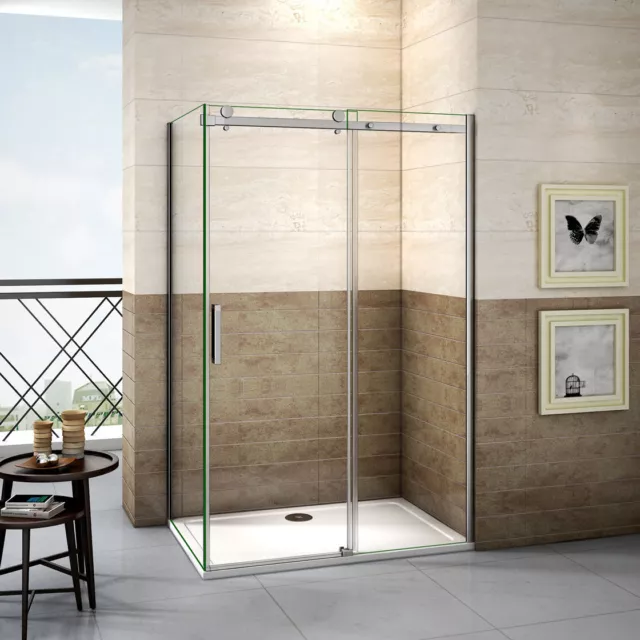 Frameless Sliding Shower Screen Adjustable Door&Optional Tray120-150x80-90x195cm