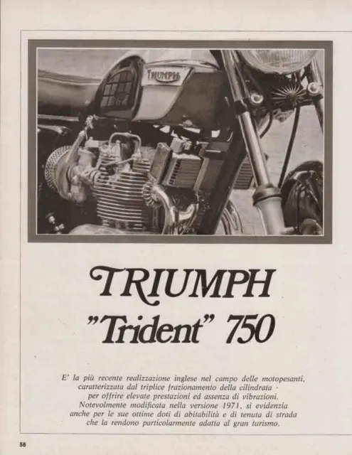 advertising Pubblicità-TEST TRIUMPH TRIDENT 750 1971 MAXIMOTO MOTOINGLESI EPOCA