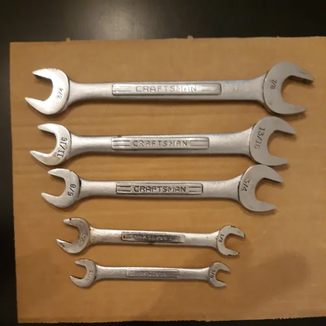 Vintage USA Craftsman  Double Open End 5pc Wrench Set SAE =V= -VV- Series Tools