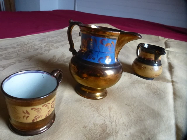 2 pots à lait anciens onnaing rouge et bleu début xxème - Arts de la table