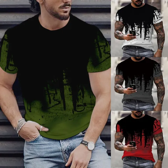 T-Shirt Hommes Haut Manche Courte Peau Adapté Sport Été 3D Imprimé Col Rond