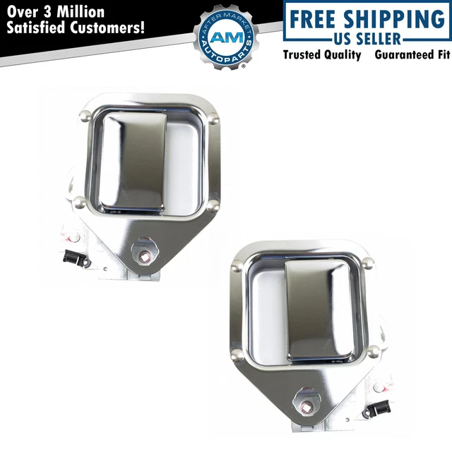 Front Metal Exterior Door Handle Pair Set Chrome LH RH Sides for Kenworth