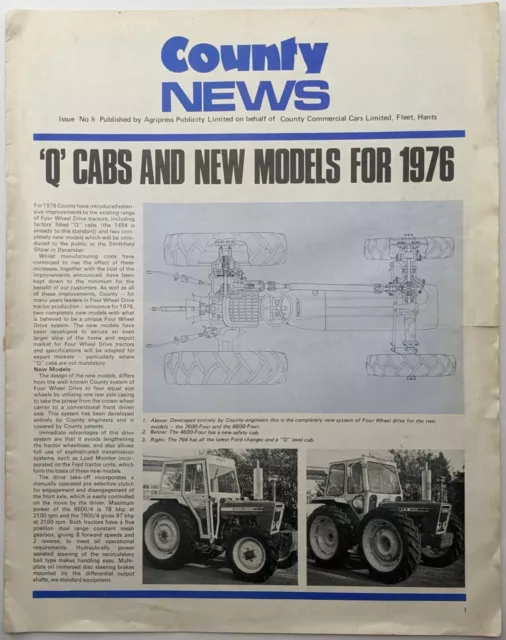 Original "County News" Issue 8, c 1970s Tractor Promotional Brochure