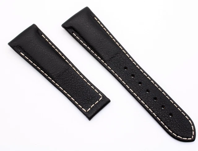 Cinturino 19mm Nero Twin Time Cinturino In Pelle 19mm Nero Per TAG Heuer Twin Time - - Senza Fibbia Pelle Vitello Italiana