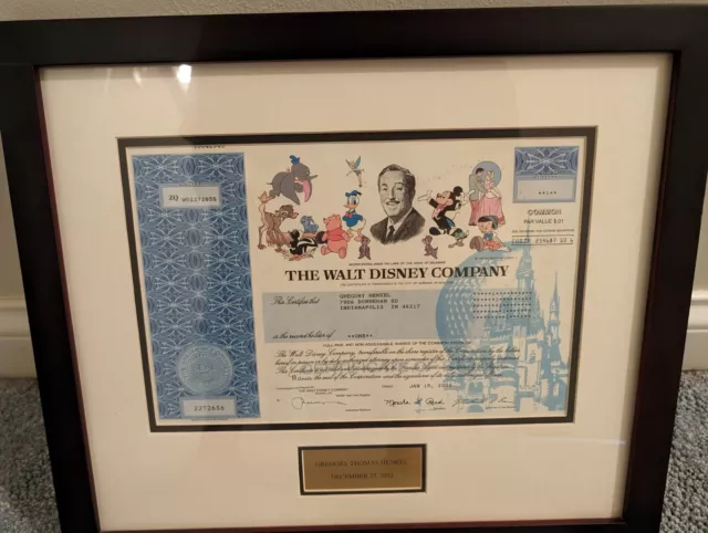 Stock Certificate Walt Disney Company 2003 Vintage Original 1 Share Listed Rare