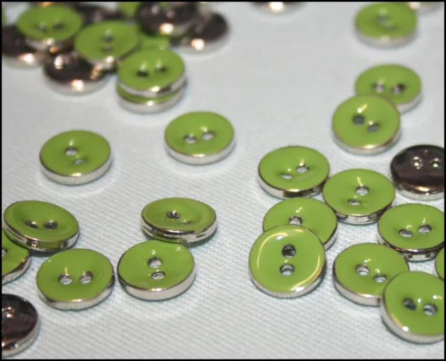 GREEN 2 HOLE METAL LOOK BUTTONS FOR CARDIGANS, CRAFTS SIZE  11mm