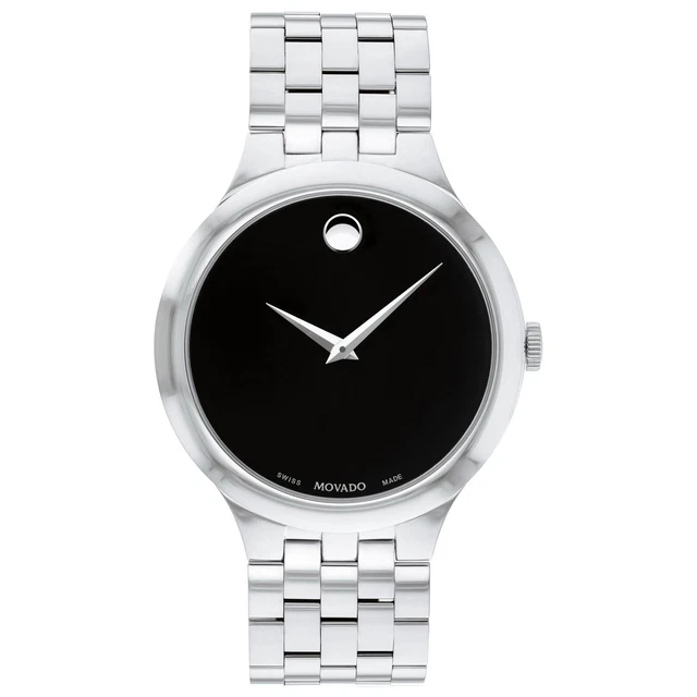 Orologio Movado Unisex Veturi Quadrante Nero Quadrante Argento Cassa Bracciale 0607415