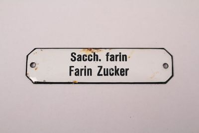 Sacch. Farin Sugar Enamel Sign Colonial Pharmacy Grocer