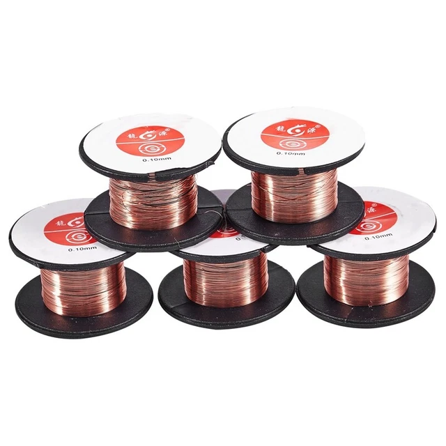 5 Pcs 0.1Mm Diametre Cuivre Soudure une Souder Emaille Bobine Fil I2W5W5