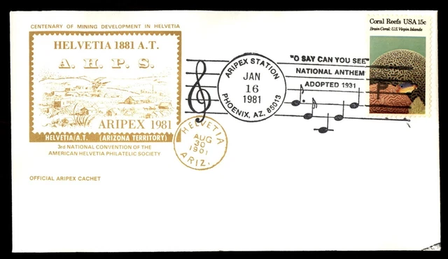 Mayfairstamps US 1981 Brain Coral AHPS Aripex Cover aac_47129