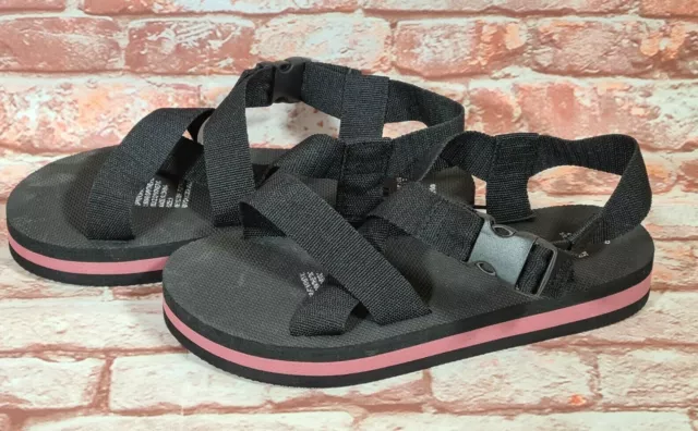 BNWT Older Girls Sz 1 SNR Anko Brand Casual Black Sandal Buckle Shoes 3